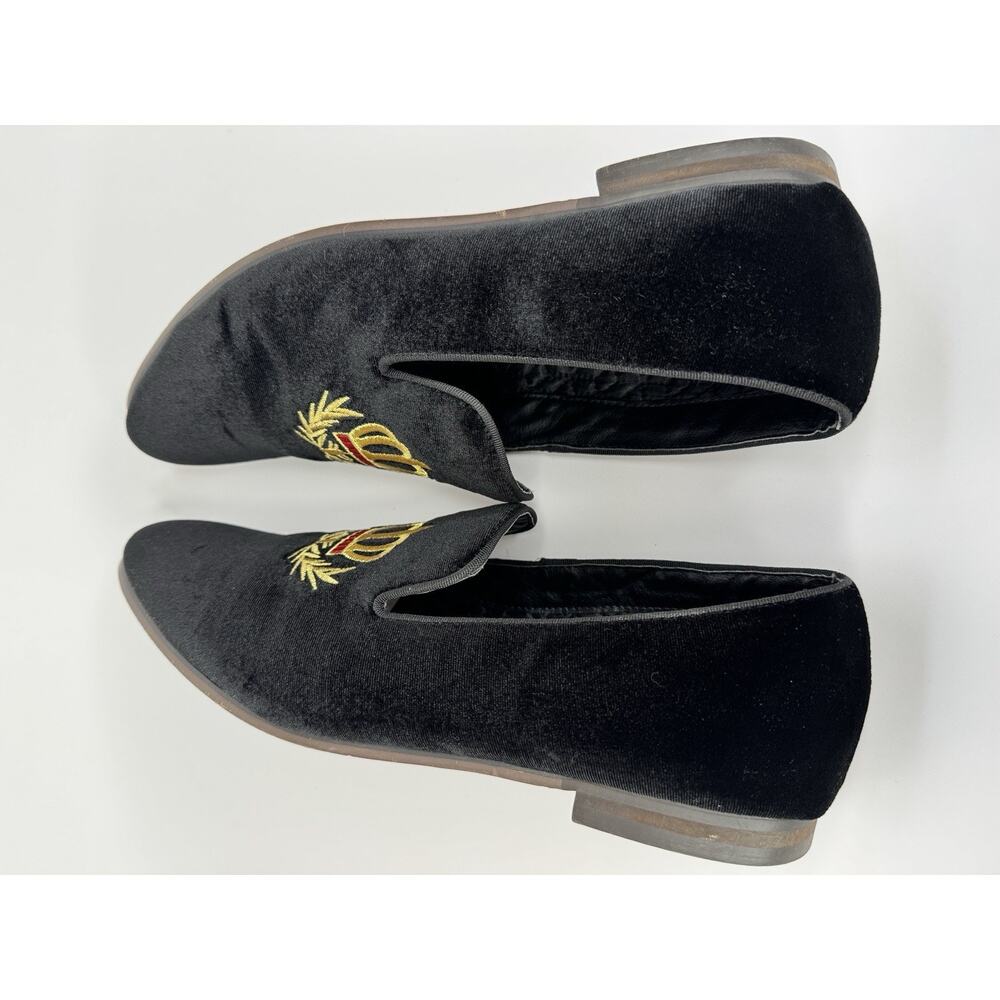 Steve Madden Men’s Leonardo Embroidered Crown Loafers Size 10 Black Velvet Shoes - Picture 7 of 13